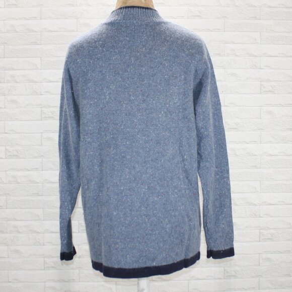 VICTORIA JONES Sweater Angora Blend Snowman Reindeer Embellished Heather Blue L - Picture 5 of 12